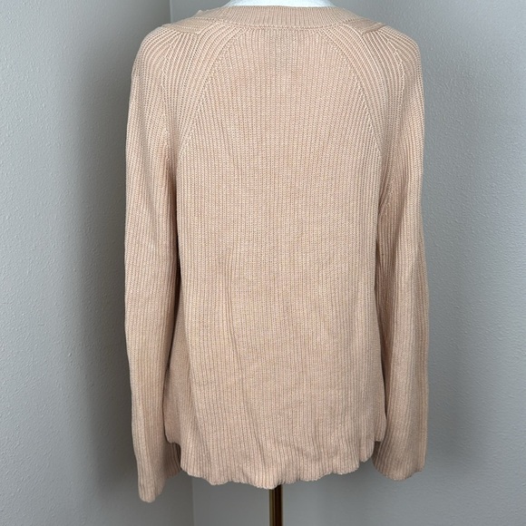 Lafayette 148 Cream Ribbed Cotton-Silk Blend Knit Crewneck Vented Sweater sz S - Picture 11 of 15
